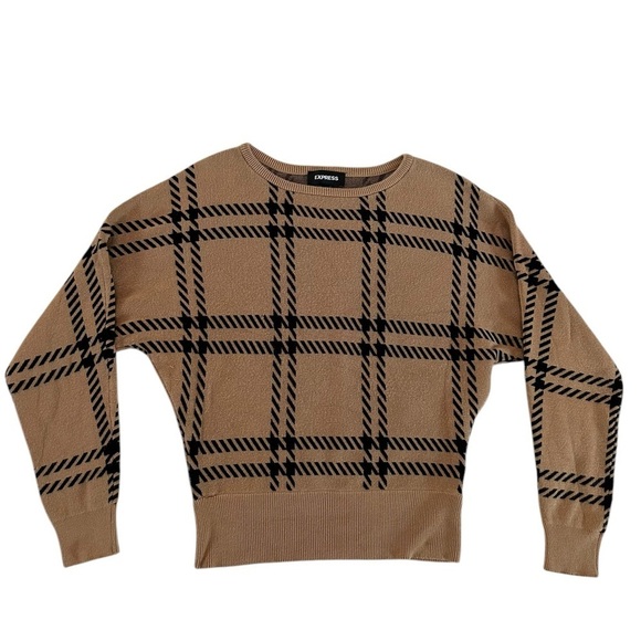 Express Women's Size SP Sweater Top Long Sleeve Striped Brown/black - Picture 5 of 16